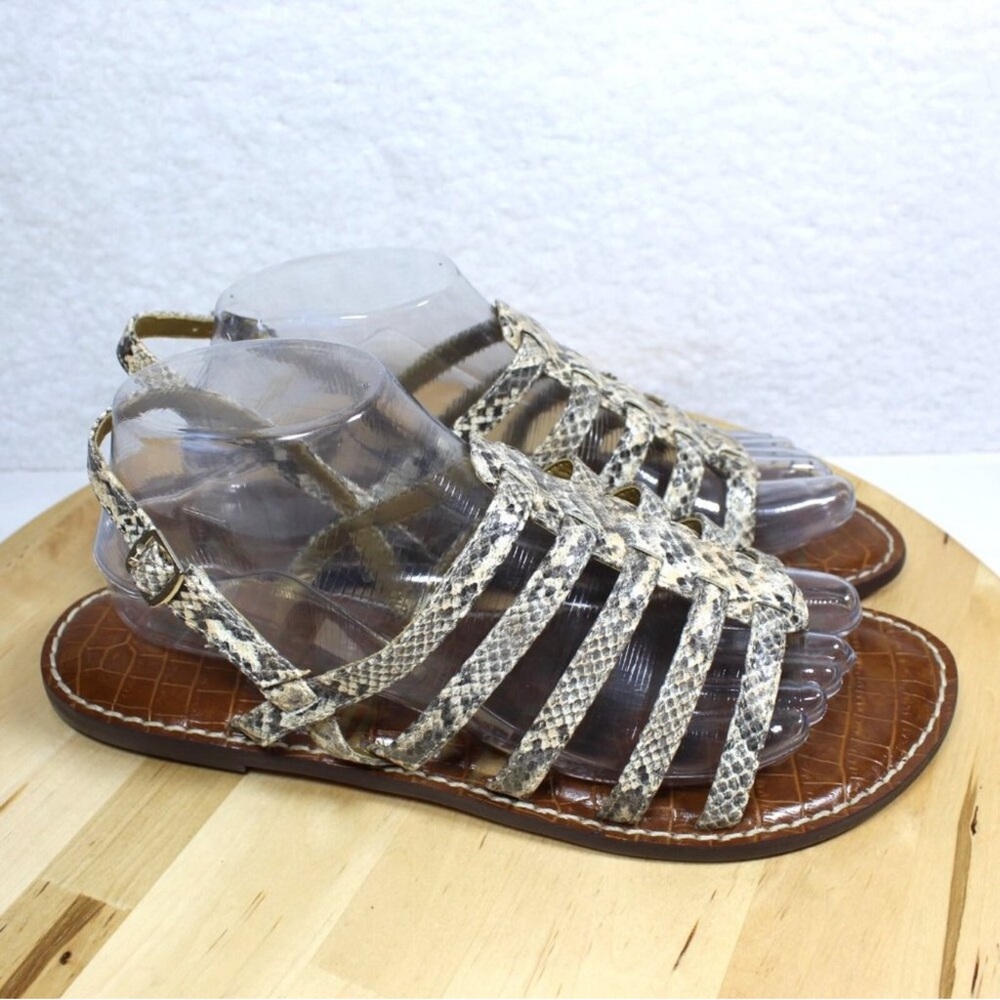 Sam Edelman Gladiator Sandal Womens 10 Snake Slingback Flats Preppy Vacation